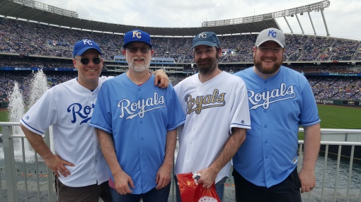 From left: Mike, me, Joe and Tom beyond the left-field fountains before Sunday's game.